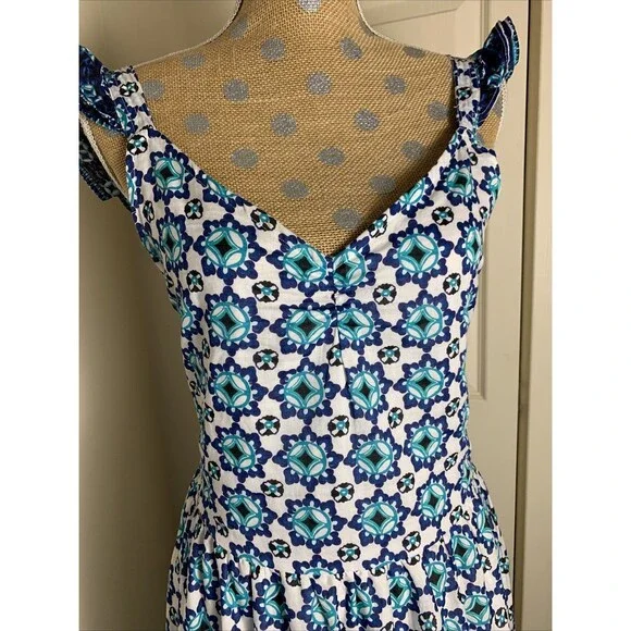 Lucky Brand Maxi Dress XL Cotton Ruffle Resort Summer 100% Cotton Boho Beach - Picture 3 of 16